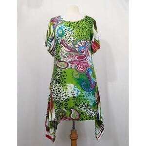 Peppermint Bay Tunic Top Dress Colorful Abstract Print Cover Up Misses Size L